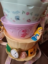 Alice in Wonderland Popcorn Container Bucket with Mirror Tokyo Disney Japan Nwt