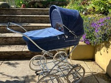 Silver Cross Coach Built Vintage Blue Corduroy Pram - Superb Original Condition