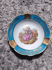 Vintage Limoges Ashtray 4.75 Inches Blue Beautiful Images Great Condition (30)