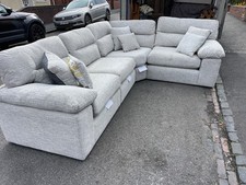 Oak furnitureland Morgan 4 Piece Corner Modular Sofa in Santos Silver Fabric