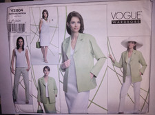 Vogue Wardrobe Pattern V2804 Jacket Top Dress Skirt & Pants Uncut FF 20-22-24