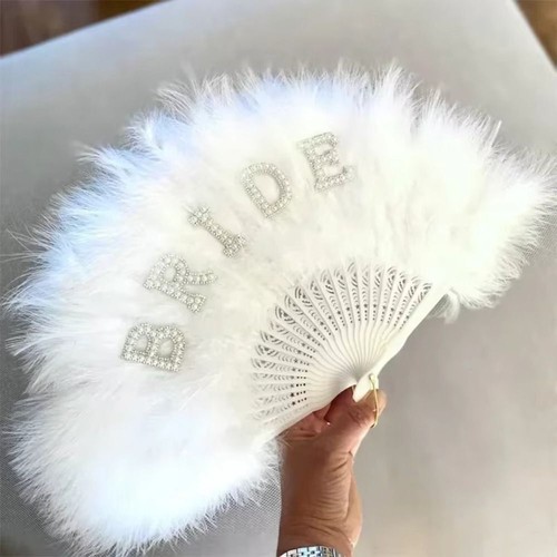 Bride feather fan - bride, bachelorette