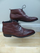 M&S Autograph Mens brown brogue style lace up ankle boots UK 8 EUR 42