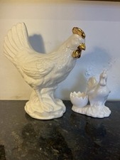 Ceramic Rooster and Hen Egg