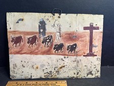 Antique Retablo on Tin, 5 Cows