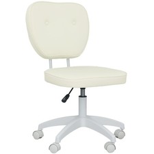 Vinsetto Vanity Task Chair with Adjustable Height, Armless, Cream