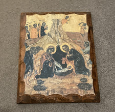 Unique old wooden Russian icon