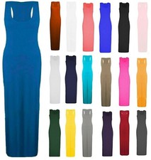  Racer Muscle Back Jersey Long Summer Vest Maxi Dress Plus Women's Ladies (8-22)