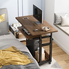 Rolling Computer Desk with Storage Shelf Sofa Bed Laptop Table Stand Workstation