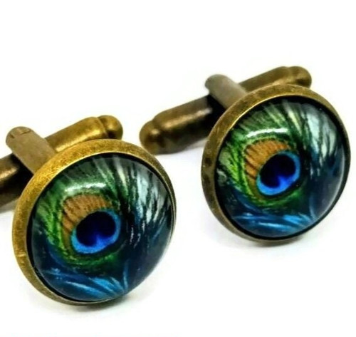 New handmade peacock cufflinks - peacock,