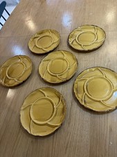6 French Fondue plates Les faiences Haute Provence mustard yellow limited run