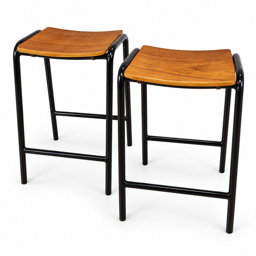 Pair vintage school lab stools - vintage,