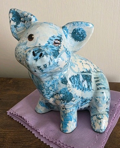 Adorable ceramic decopage - decopage, pig