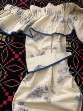 Filigree ~all cotton pr toile de jouy curtains/pelmet  70LX45"Weach (2 pr avail)