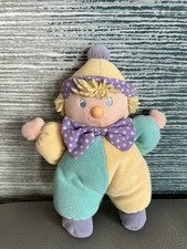 Vintage Boots Clown Soft Toy Straw Man Sam Yellow Purple Green Circus spotty bow