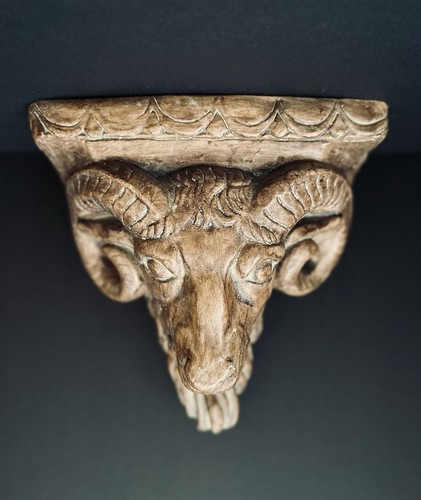 Vintage ram head wall corbel - head,