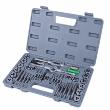 40PC PRO TAP & DIE SET METRIC WRENCH CUTS M3-M12 BOLTS ENGINEERS KIT HARD CASE Z
