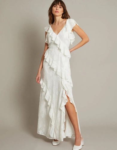 Monsoon white ruffle neck - ruffle, v-neck