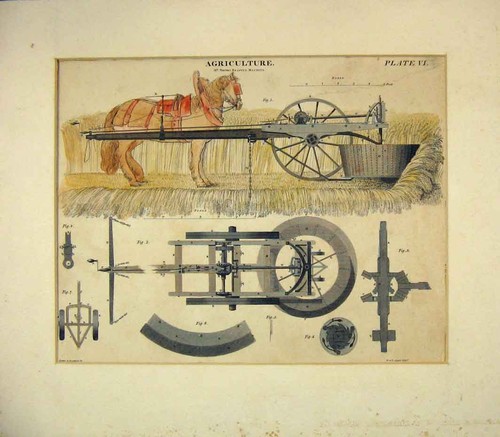 Original old antique print - old,
