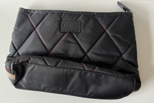 Radley quilted zipped small bag black with red stitching clutch