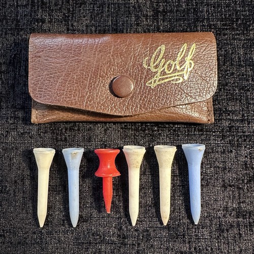 1950s golf tee holder leather - tee,