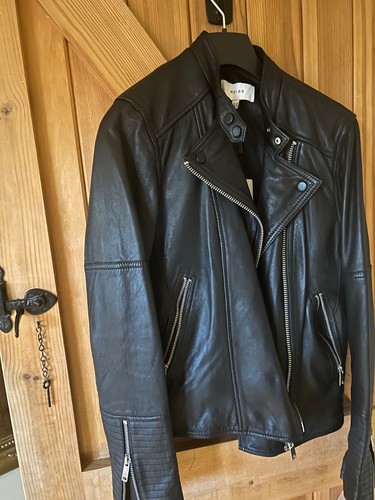 Reiss black leather biker - , js