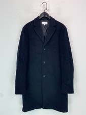 Reiss Black Plain Overcoat Wool Long Sleeve Single Breasted Button S