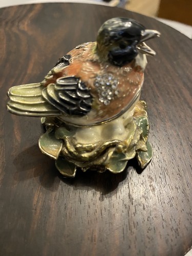 Vintage enamel bird trinket - vintage,