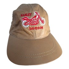 Harley Davidson Leather Type Cap Trucker Biker Tan Stitched Baseball Cap........