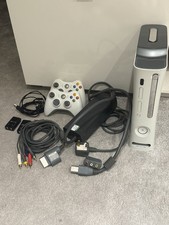 White Xbox 360 Console With Hard Drive HDD 2 Controllers Power Cables UNTESTED