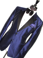 MENS VARSACE COLLECTION PETROL TONIC BLUE TUXEDO SLIM FIT SUIT 42R W36 X L31