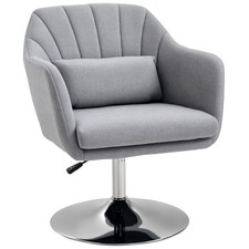 HOMCOM Stylish Retro Linen Swivel Tub Chair Steel Frame Cushion Seat Light Grey