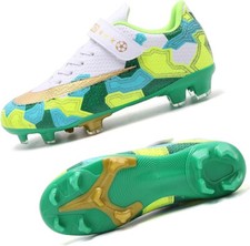 UZB Boys Girls Football Boots Kids Soccer FG/AG Hook and Loop Training Cleats Sh