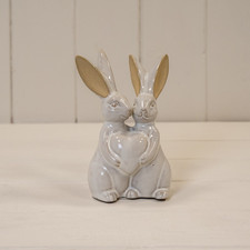 Glazed Beige Ceramic Rabbits