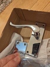 Victorian Scroll Internal Lever Lock Door Handles on Backplate Set - Polished...