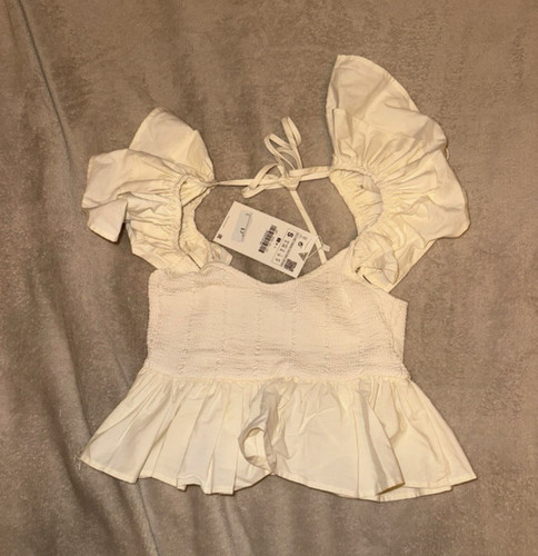 Zara white smocked ruffle - zara,