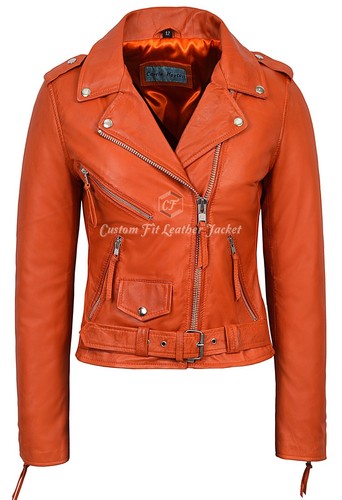 Brando ladies orange biker - brando,
