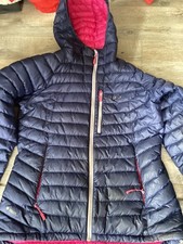 Ladies RAB Dark Blue Pink Hooded Zip Up Microlight Alpine Jacket UK 12 - D13
