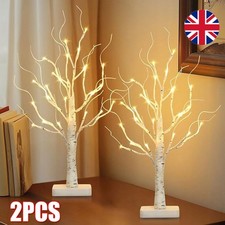 2X Birch Twig Tree with Lights