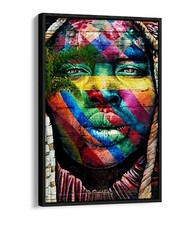 BEAUTIFUL BLACK WOMAN RAINBOW GRAFFITI -FLOAT EFFECT CANVAS WALL ART PIC PRINT-