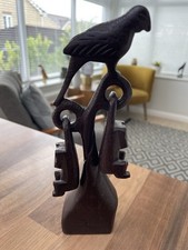 Hand Carved Solid Wood Monkeys In Tree With Bird Folk Art