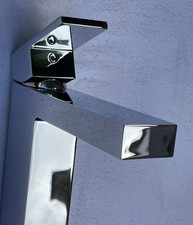 30cm tall Mono High Rise Basin Mixer Tap Chrome Single Lever Square + 45cm tails