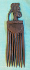 Vintage Ebony hand carved African head hair comb Afro excellent condition