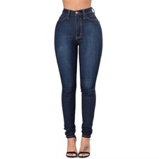 Ladies Blue Wash High Waisted