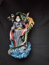 Merlin Statue Wizard With Dragon On The Shoulder Sculpture Figurine