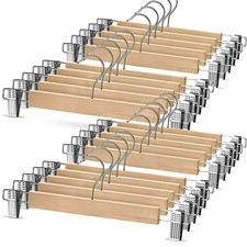 5/10/20 Packs Wooden Trouser Skirt Hangers With Metal Clips Coat Clothes Hangers