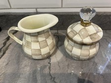 Mackenzie Childs Creamer And Mini Sugar or Mocca Check 11 Cm High Brand New