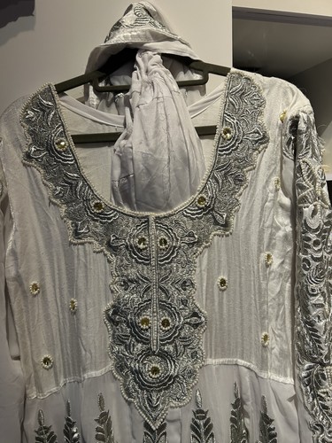 Frock shalwar scarf white - shalwar,