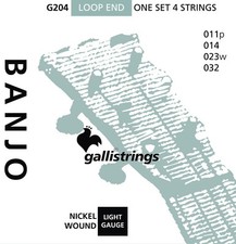 Galli G204 Jazz Tenor Banjo Strings, C-G-D-A tuning, .011-.032, Nickel plated
