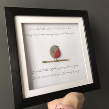 Robin Framed pebble Picture